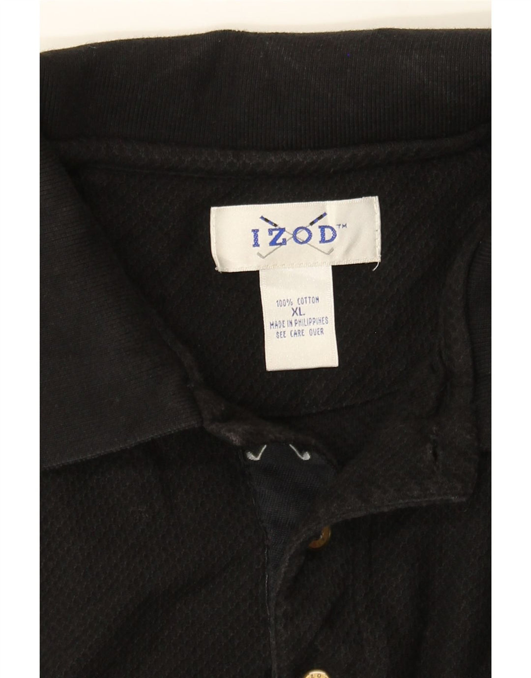 IZOD Mens Polo Shirt XL Black Cotton Vintage Izod and Second-Hand Izod from Messina Hembry 