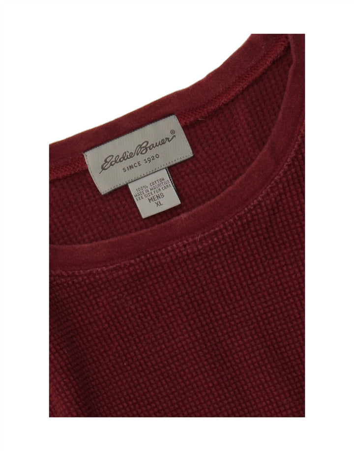 EDDIE BAUER Mens Top Long Sleeve XL Burgundy Cotton Vintage Eddie Bauer and Second-Hand Eddie Bauer from Messina Hembry 