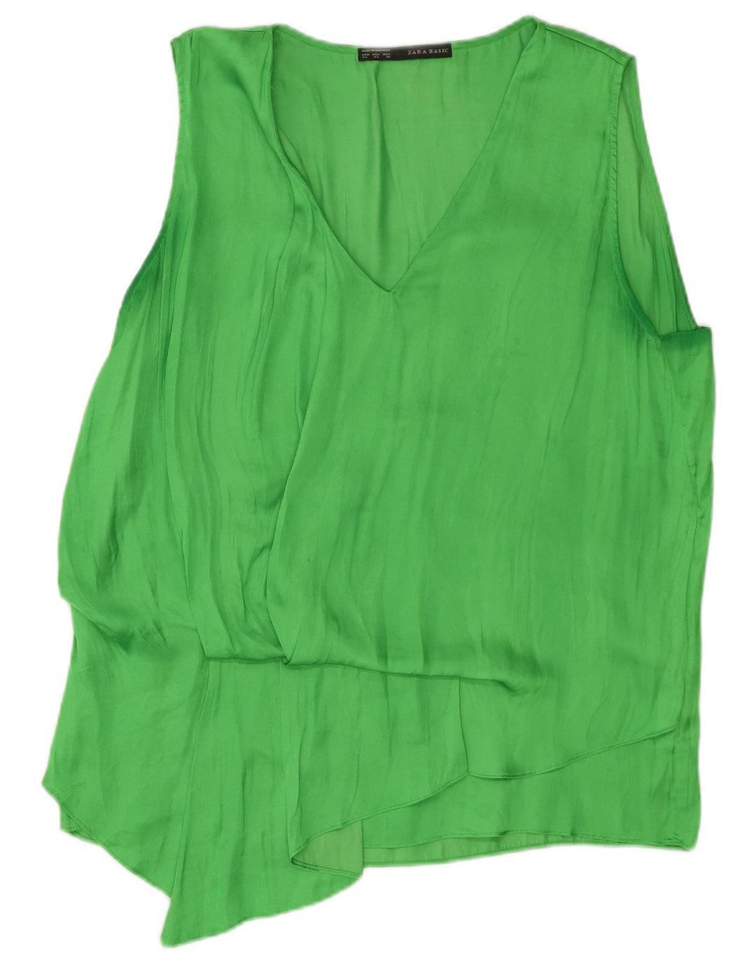 Top camicetta senza maniche da donna Zara UK 18 XL poliestere verde