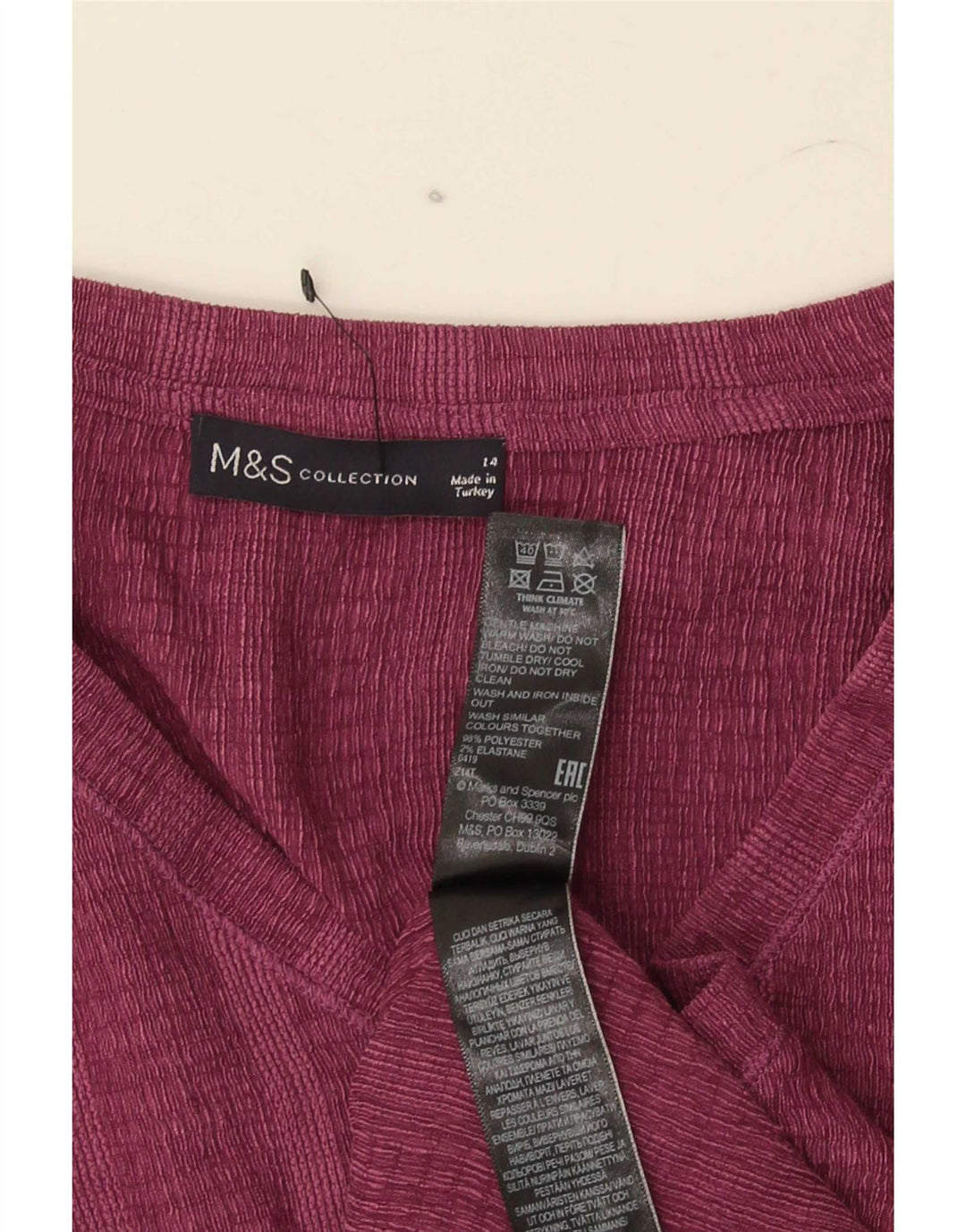 T-shirt da donna Marks & Spencer Top UK 14 poliestere a righe marroni grandi