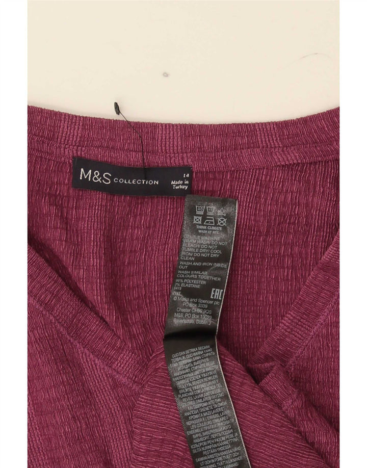 T-shirt da donna Marks & Spencer Top UK 14 poliestere a righe marroni grandi
