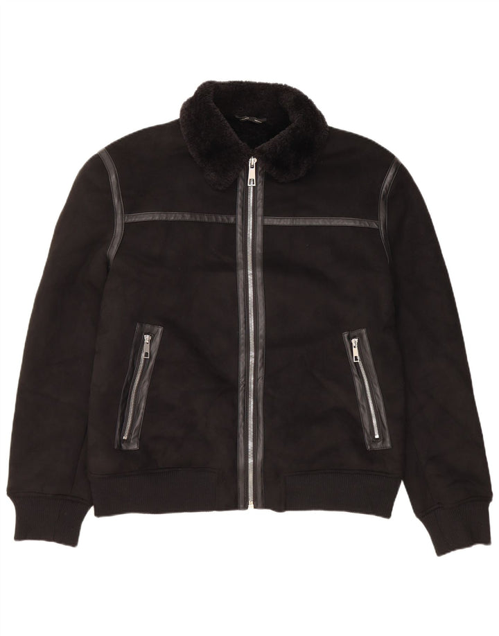 Giacca Sherpa da uomo Zara UK 40 grande poliestere nero