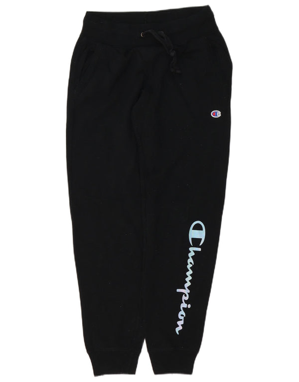 CHAMPION Pantaloni da tuta con grafica da donna Joggers UK 10 Small Nero