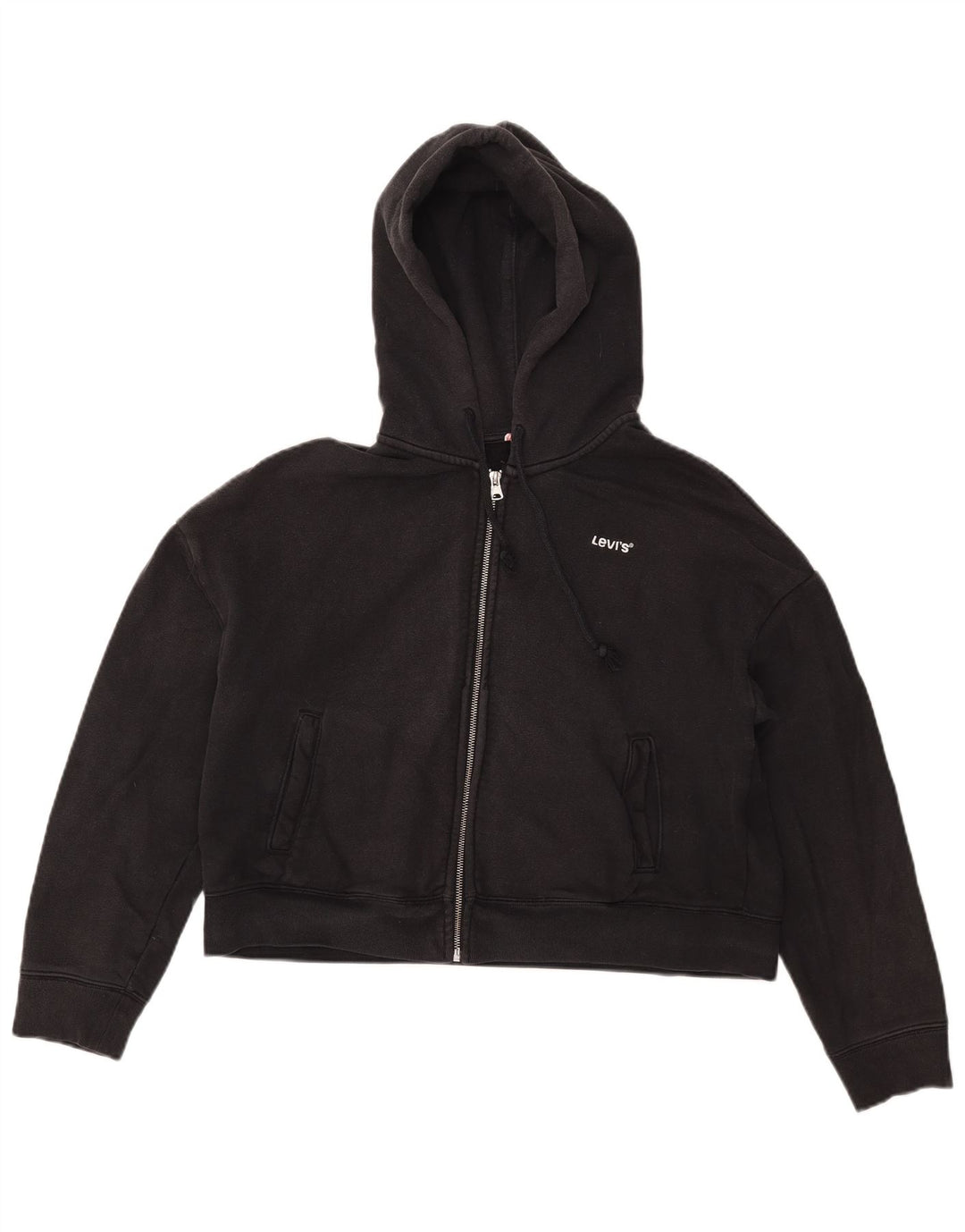 Maglione con cappuccio e zip corto oversize da donna Levi's UK 10 piccolo nero