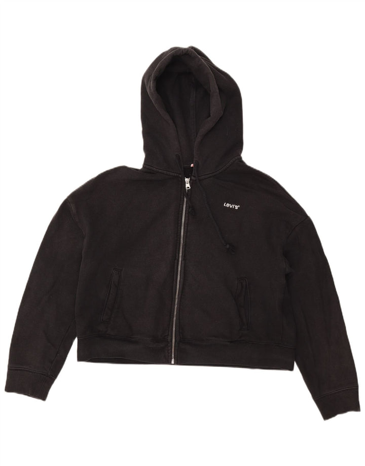 Maglione con cappuccio e zip corto oversize da donna Levi's UK 10 piccolo nero