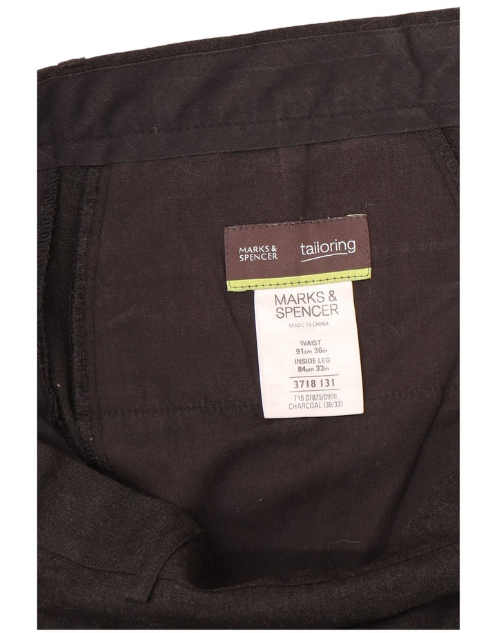 Pantaloni da abito dritti da uomo Marks & Spencer W36 L33 poliestere grigio