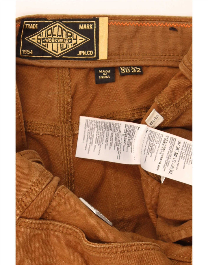 Pantaloni cargo dritti da uomo Superdry W30 L32 in cotone marrone