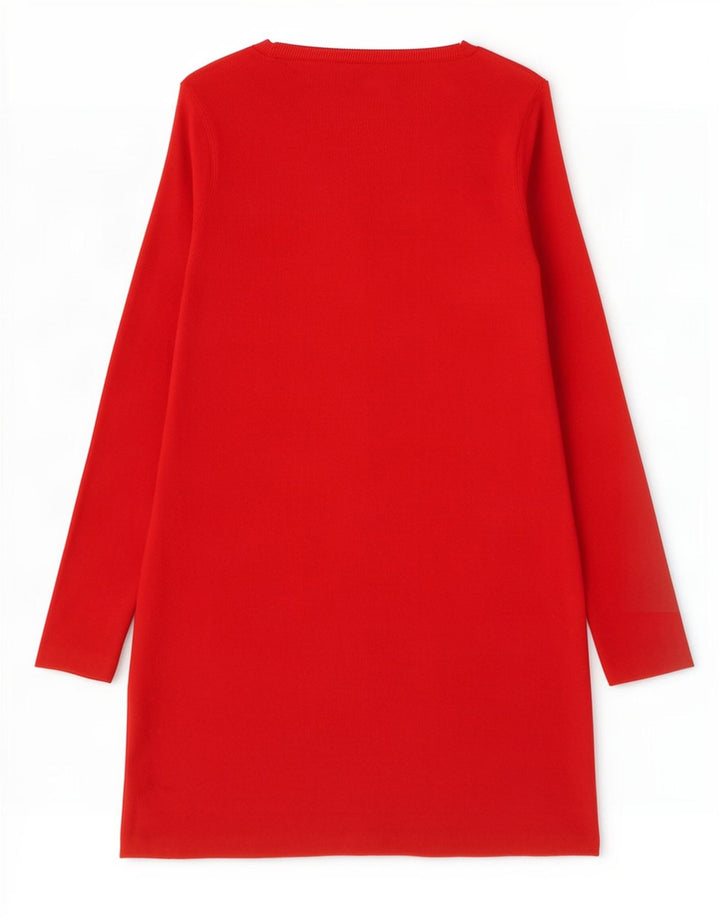 Abito a trapezio a maniche lunghe da donna Zara UK 14 Poliestere rosso medio