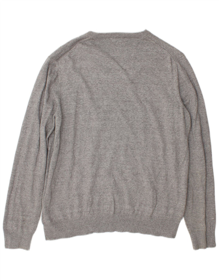Maglione da uomo con scollo a V Marks & Spencer XL in cotone grigio