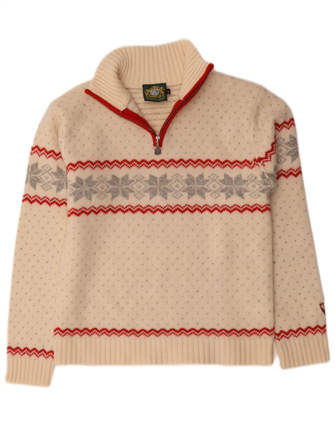 Maglione da donna con collo con zip Hammerschmidt UK 16 grande bianco sporco