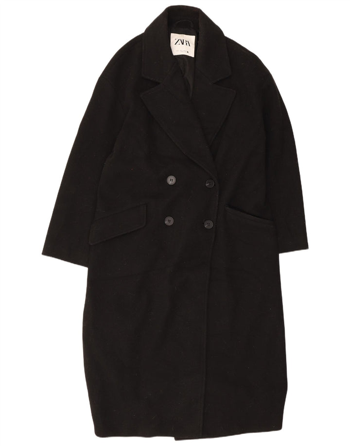 Cappotto doppiopetto oversize da donna Zara UK 10 piccolo poliestere nero
