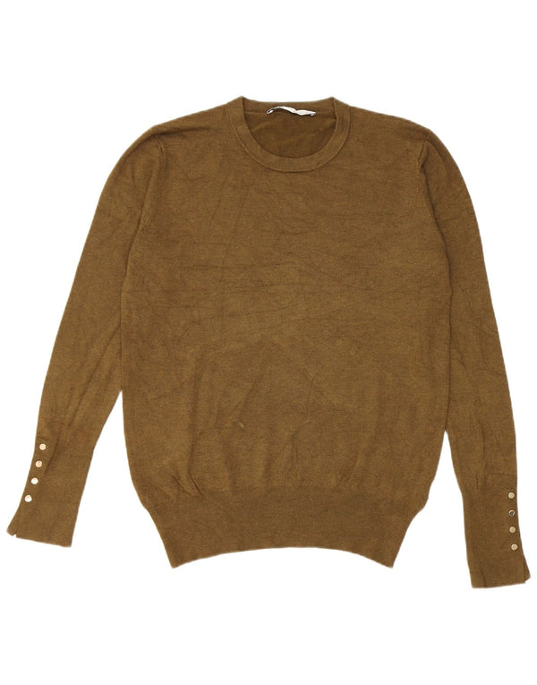 Maglione maglione girocollo da donna Zara UK 14 grande viscosa kaki
