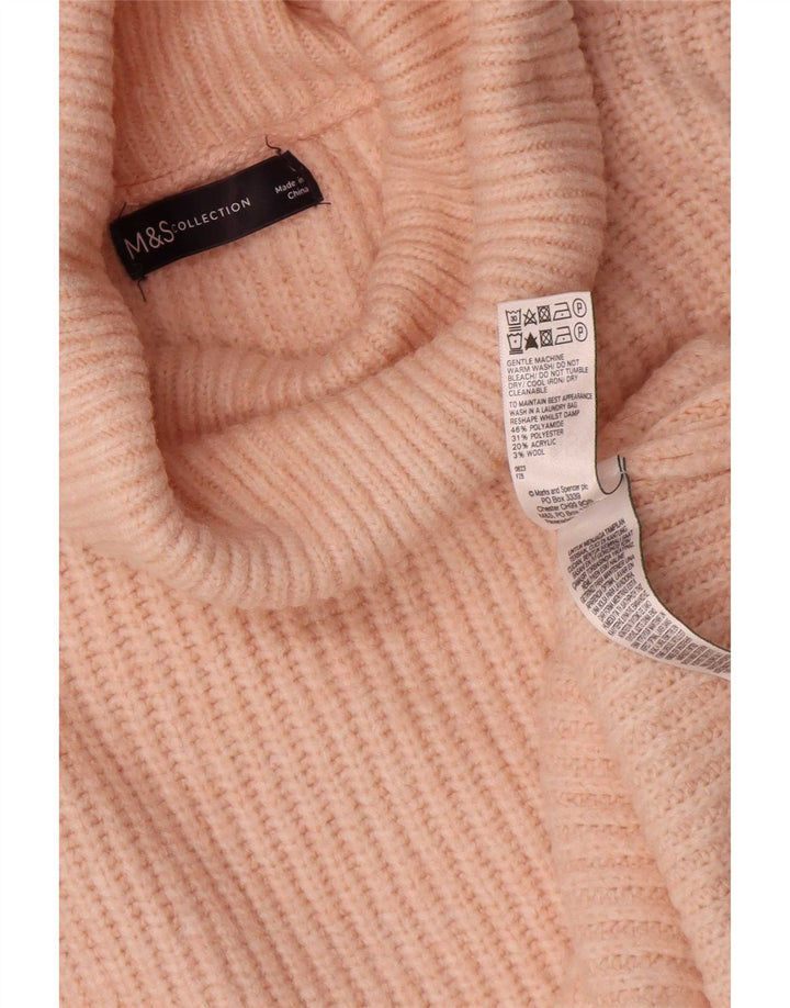 Maglione maglione oversize a collo alto Marks & Spencer da donna UK 16 grande rosa
