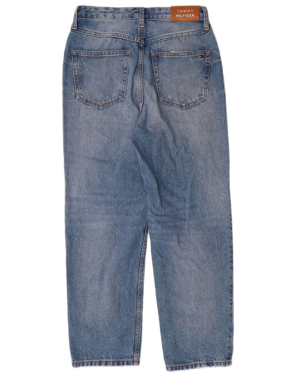 Jeans da donna a vita alta invecchiati Tommy Hilfiger W27 L28 blu classico