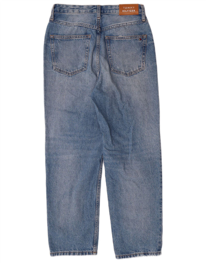 Jeans da donna a vita alta invecchiati Tommy Hilfiger W27 L28 blu classico