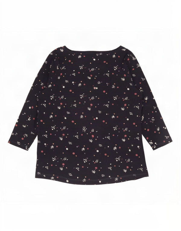 Marks & Spencer Womens Abstract Pattern Top 3/4 Sleeve UK 20 2XL Navy Blue