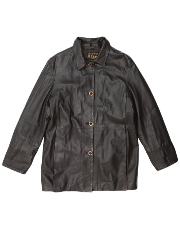 Giacca in pelle da donna vintage UK 14 in pelle marrone medio