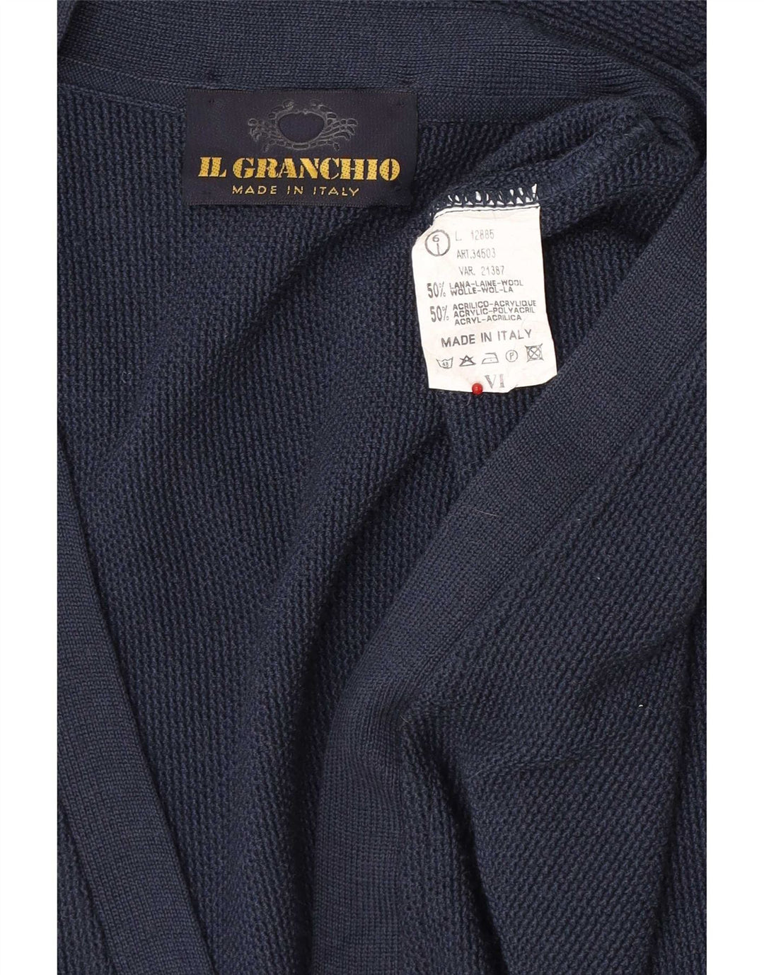 Maglione Cardigan Da Uomo Il Granchio Grande Lana Blu Navy