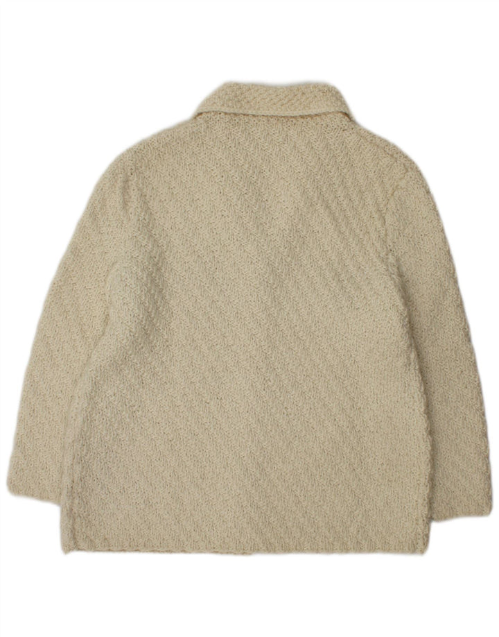 Maglione cardigan da donna vintage UK 16 grande beige