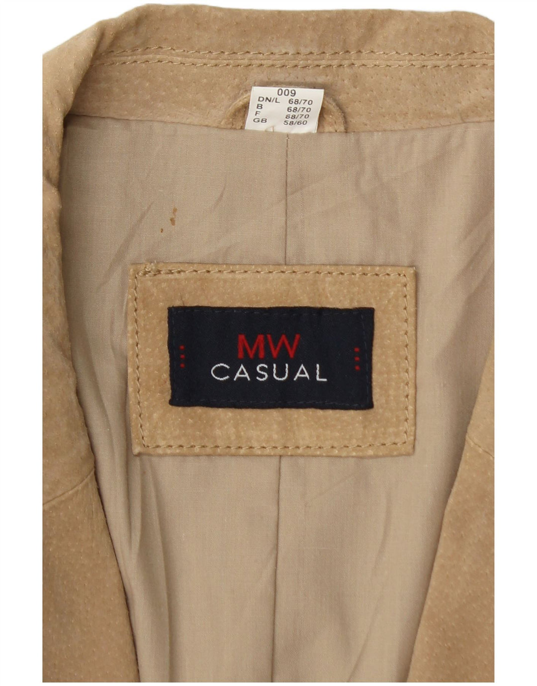 Giacca blazer vintage da uomo in pelle scamosciata a 2 bottoni UK 46 3XL in pelle beige