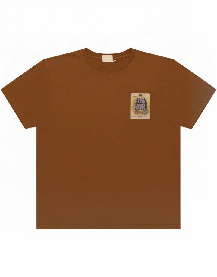 T-shirt grafica da uomo Weird Fish Top in cotone marrone medio
