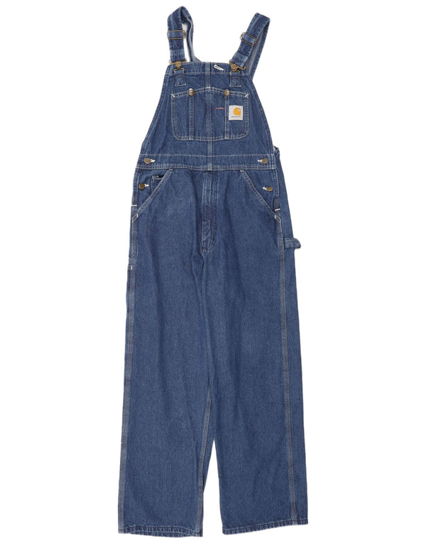 Carhartt Donna Cargo Salopette Jeans W30 L30 Cotone Blu