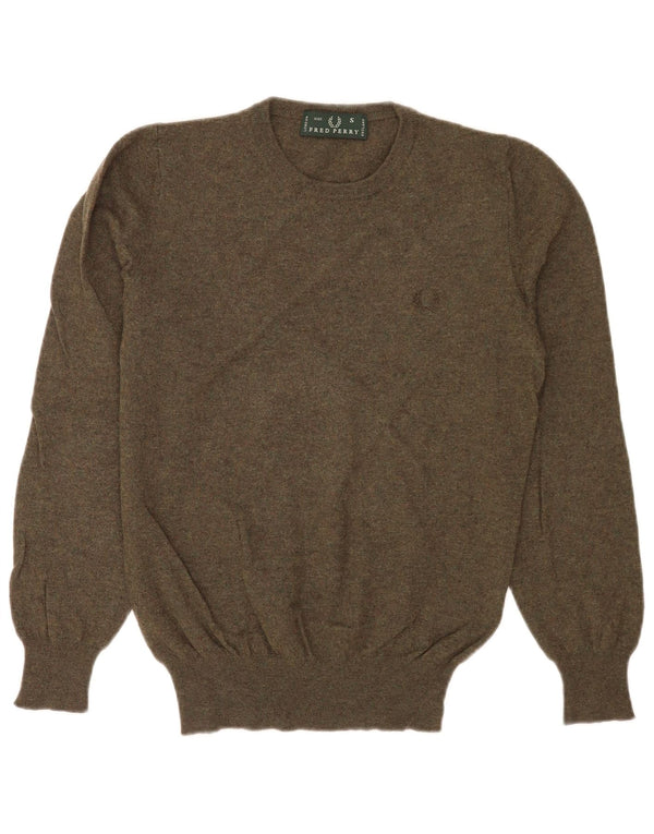 Maglione girocollo da uomo Fred Perry piccolo in lana kaki