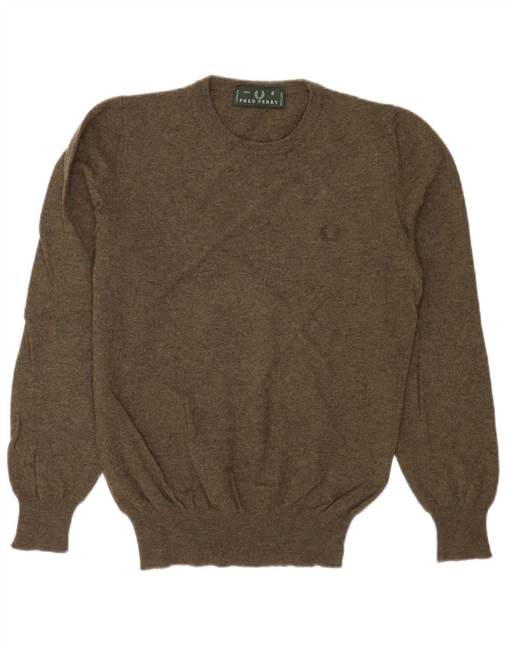 Maglione girocollo da uomo Fred Perry piccolo in lana kaki