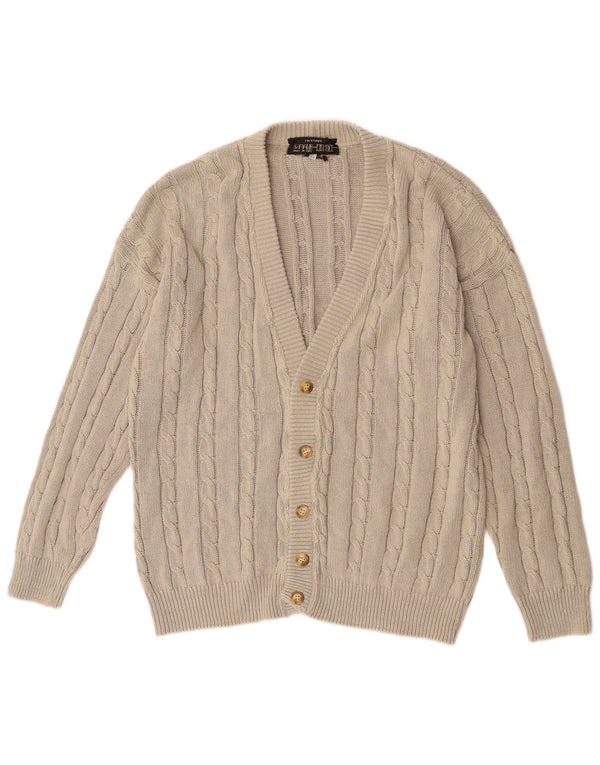 Maglione cardigan vintage da uomo IT 54 XL in cotone beige