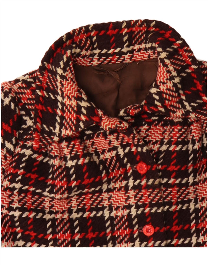 Soprabito corto da donna VINTAGE UK 18 XL a quadri rossi