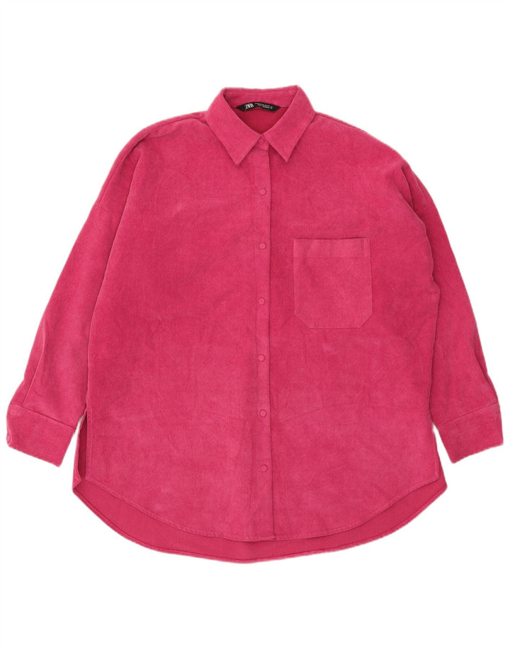 Camicia oversize in flanella da donna Zara UK 6 XS poliestere rosa