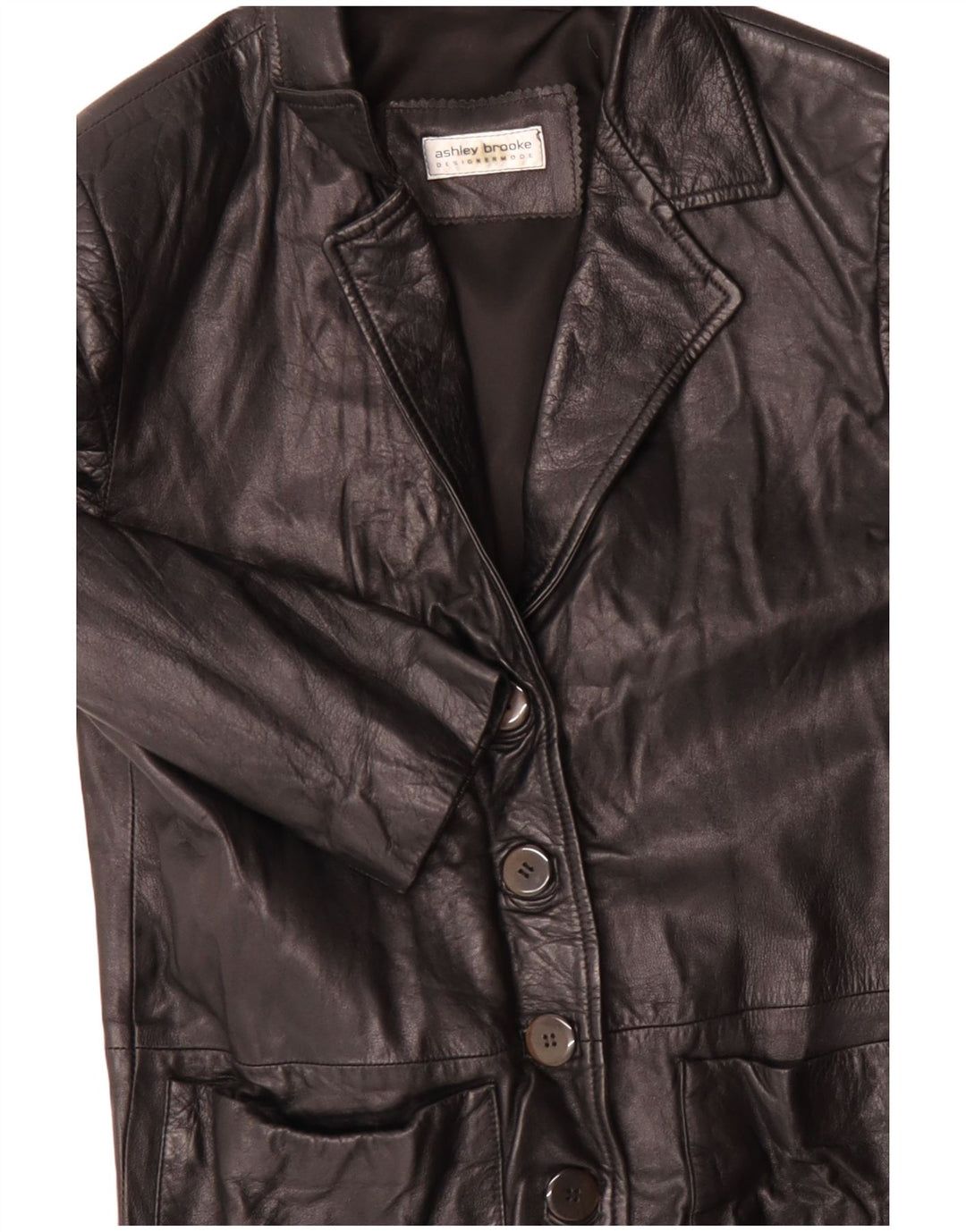 Cappotto in pelle da donna Ashley Brooke UK 10 piccolo in pelle nera