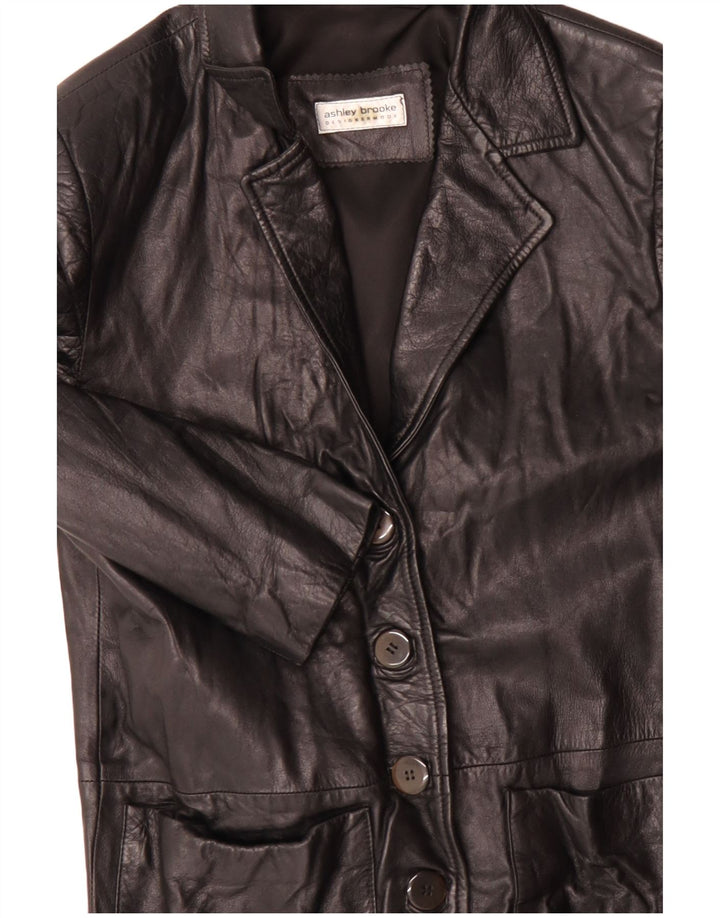 Cappotto in pelle da donna Ashley Brooke UK 10 piccolo in pelle nera