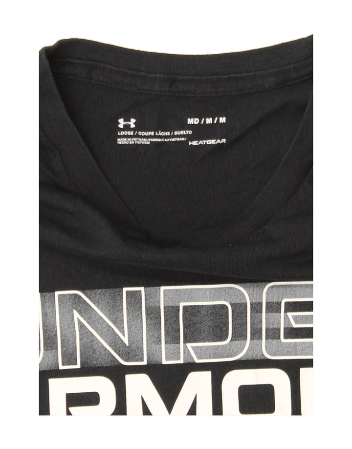 UNDER ARMOUR Mens Heat Gear Graphic T-Shirt Top Medium Navy Blue Vintage Under Armour and Second-Hand Under Armour from Messina Hembry 