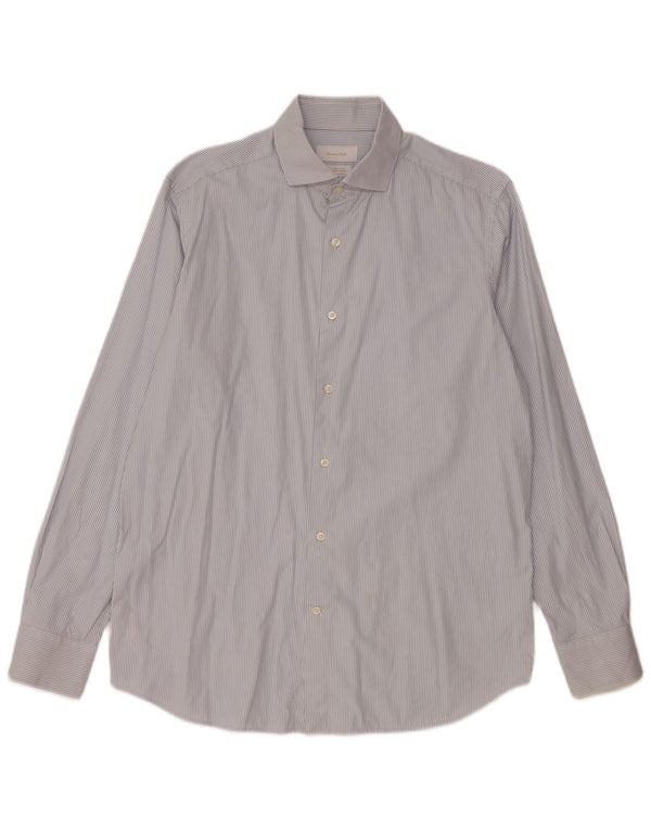 Camicia da uomo Massimo Dutti taglia 42 16 1/2 grande cotone gessato blu