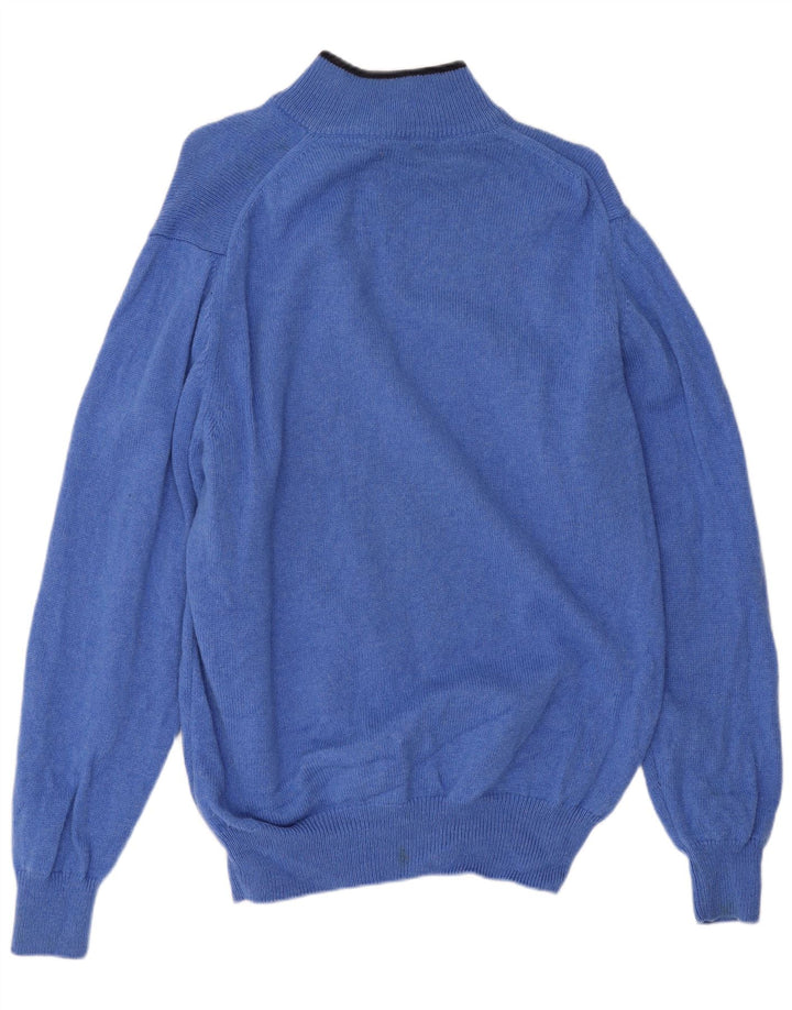 Maglione da uomo con zip e collo Fred Perry in lana blu medio