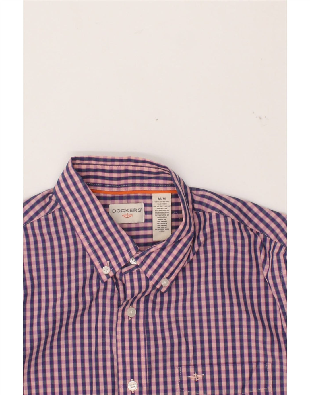 DOCKERS Mens Shirt Medium Purple Gingham Cotton Vintage Dockers and Second-Hand Dockers from Messina Hembry 