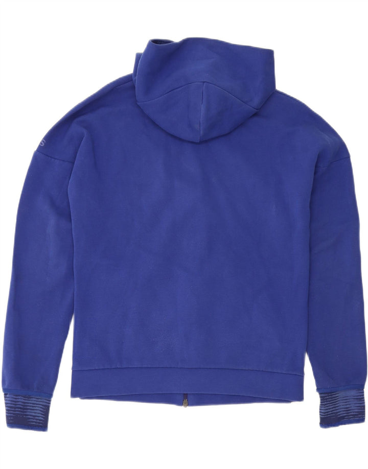 Maglione con cappuccio e zip da uomo Adidas in cotone blu medio