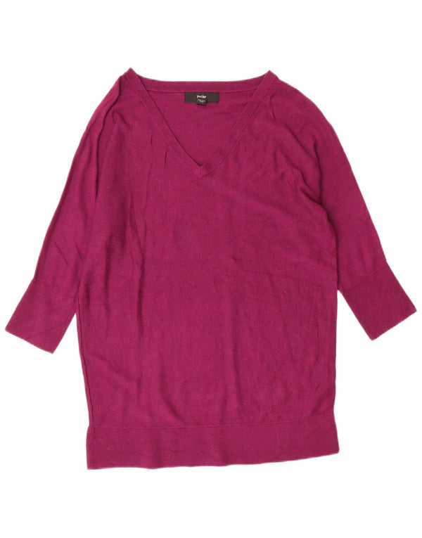 Mossimo Maglione da donna con scollo a V maniche a 3/4 UK 10 Piccolo acrilico viola