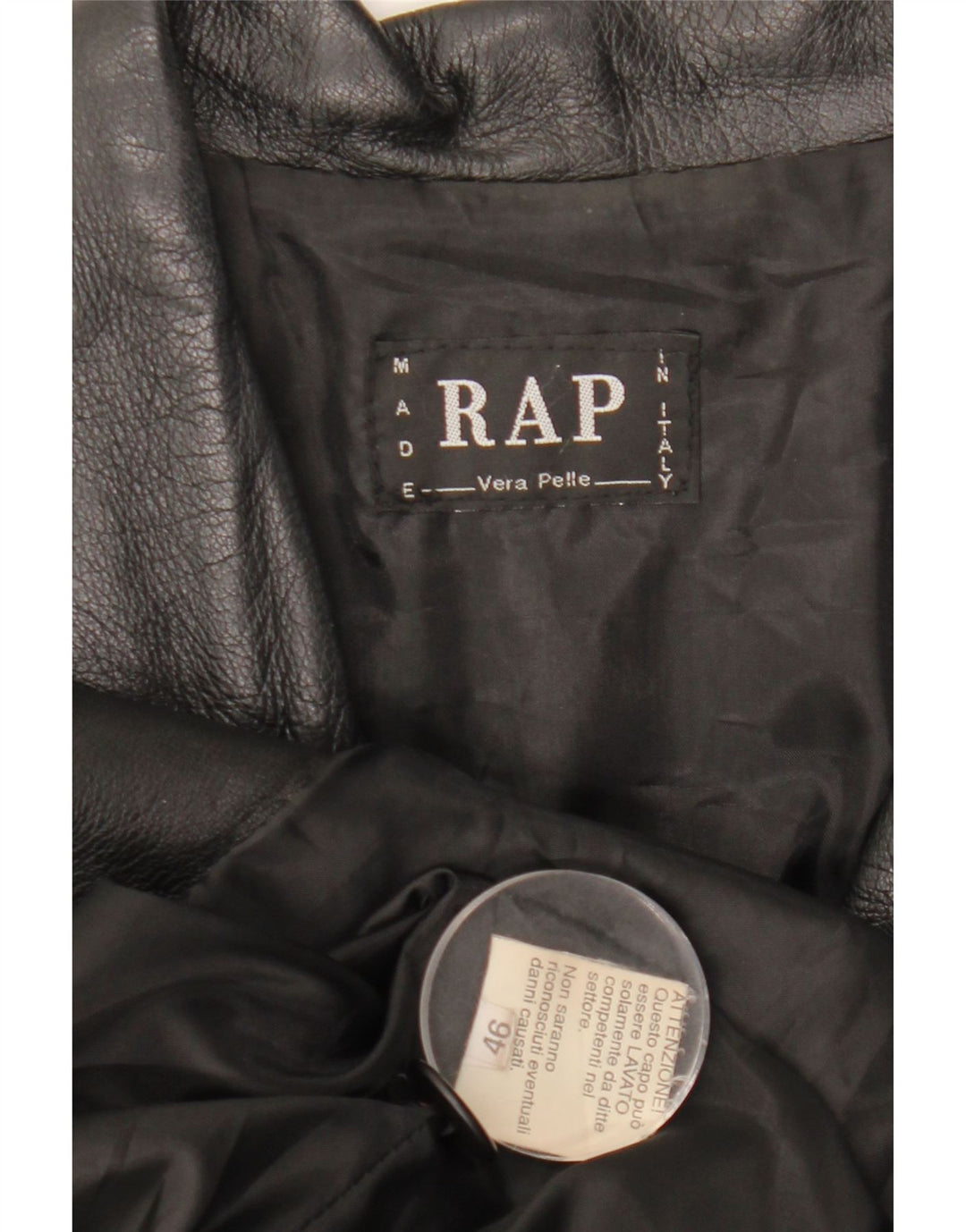 Cappotto oversize in pelle vintage da donna IT 46 grande in pelle nera