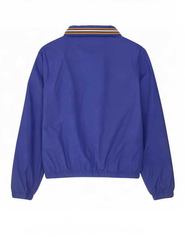 Giacca antipioggia da uomo con cappuccio K-Way UK 40 Large in poliammide a righe blu