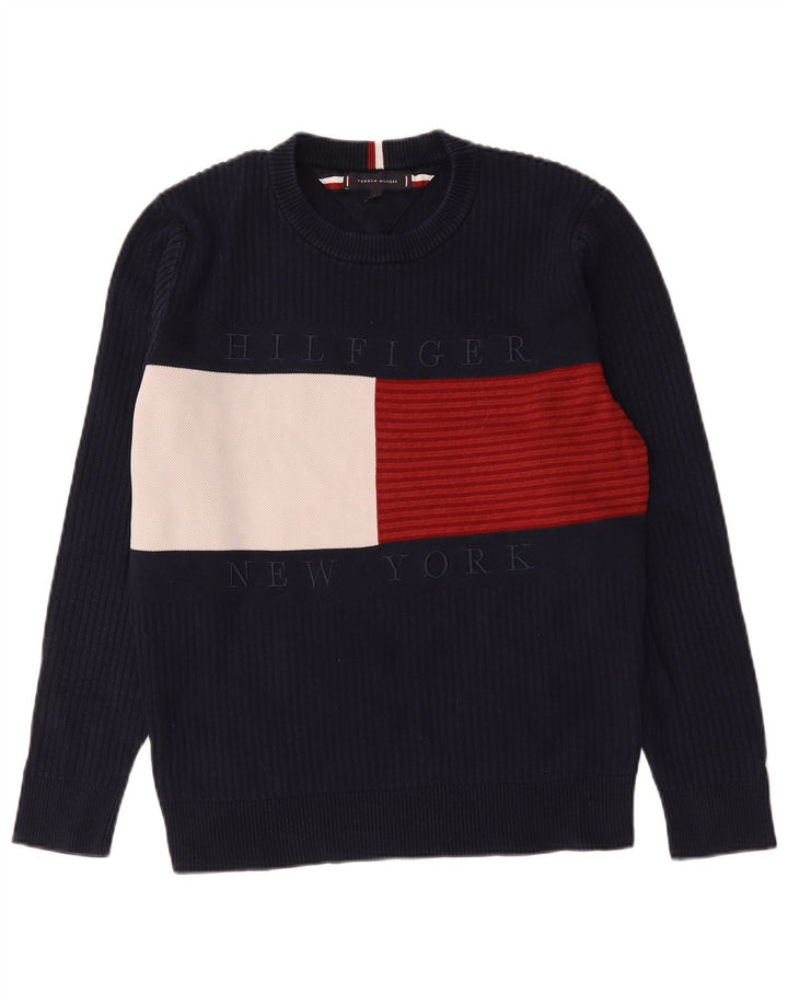 Maglione maglione girocollo da uomo Tommy Hilfiger colore blu navy medio