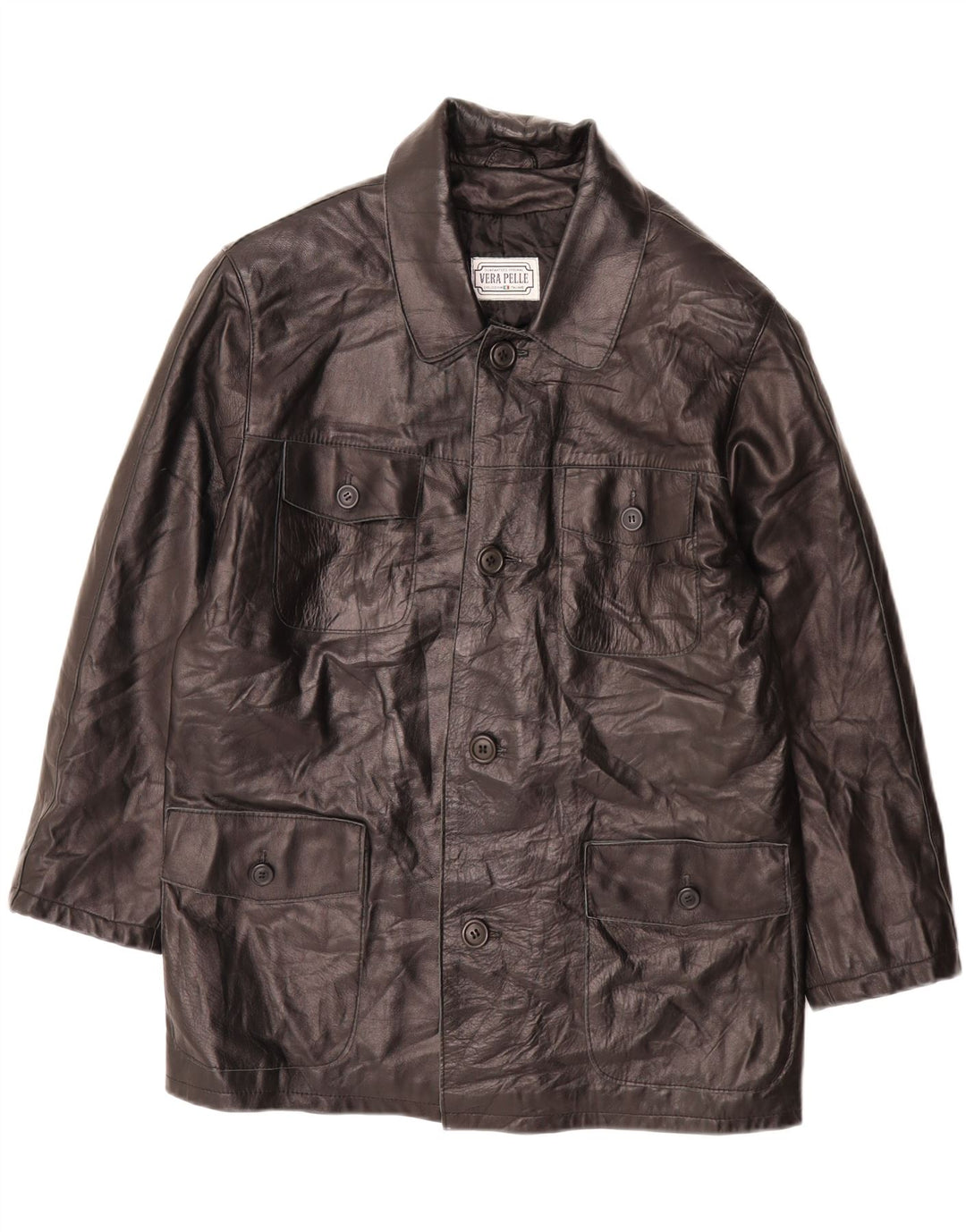 VINTAGE Mens Leather Jacket IT 48 Medium Black Leather Vintage Vintage and Second-Hand Vintage from Messina Hembry 
