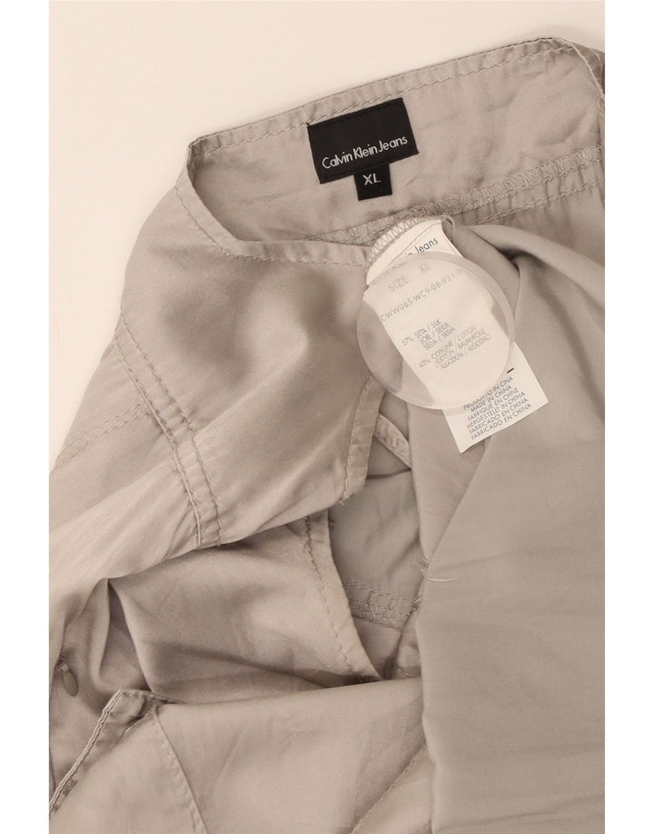 CALVIN KLEIN JEANS Vestito estivo da donna UK 18 XL Seta grigia