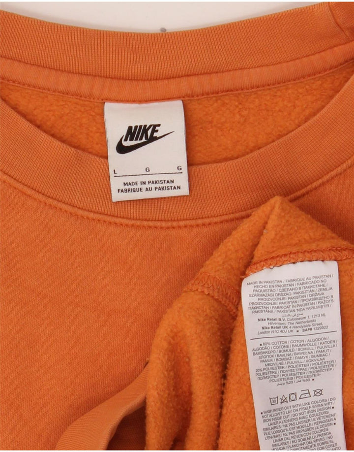Felpa grafica Nike da uomo, maglione grande, cotone arancione