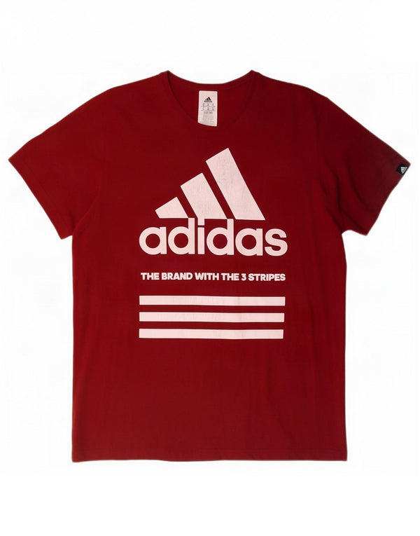 T-shirt grafica da uomo Adidas Top XL in cotone rosso