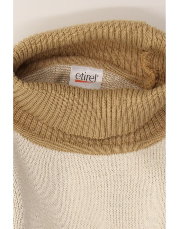 ETIREL Womens Roll Neck Jumper Sweater UK 16 Large White Colourblock Vintage Etirel and Second-Hand Etirel from Messina Hembry 