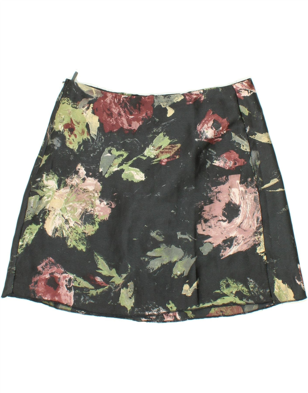 BENETTON Womens Mini Skirt IT 40 Small W32 Black Floral Polyester Vintage Benetton and Second-Hand Benetton from Messina Hembry 