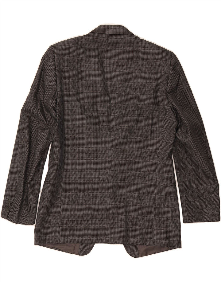 BOCCHESE Mens 1 Button Blazer Jacket IT 52 XL Grey Houndstooth Silk Vintage Bocchese and Second-Hand Bocchese from Messina Hembry 