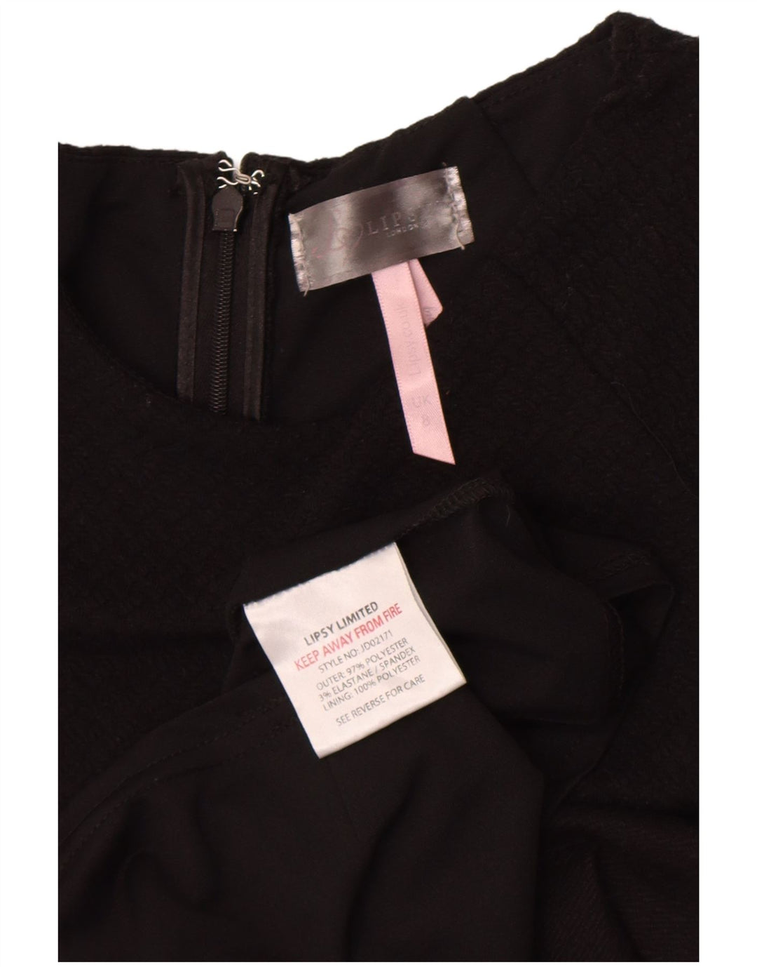 Abito peplo da donna Lipsy UK 8 piccolo poliestere nero